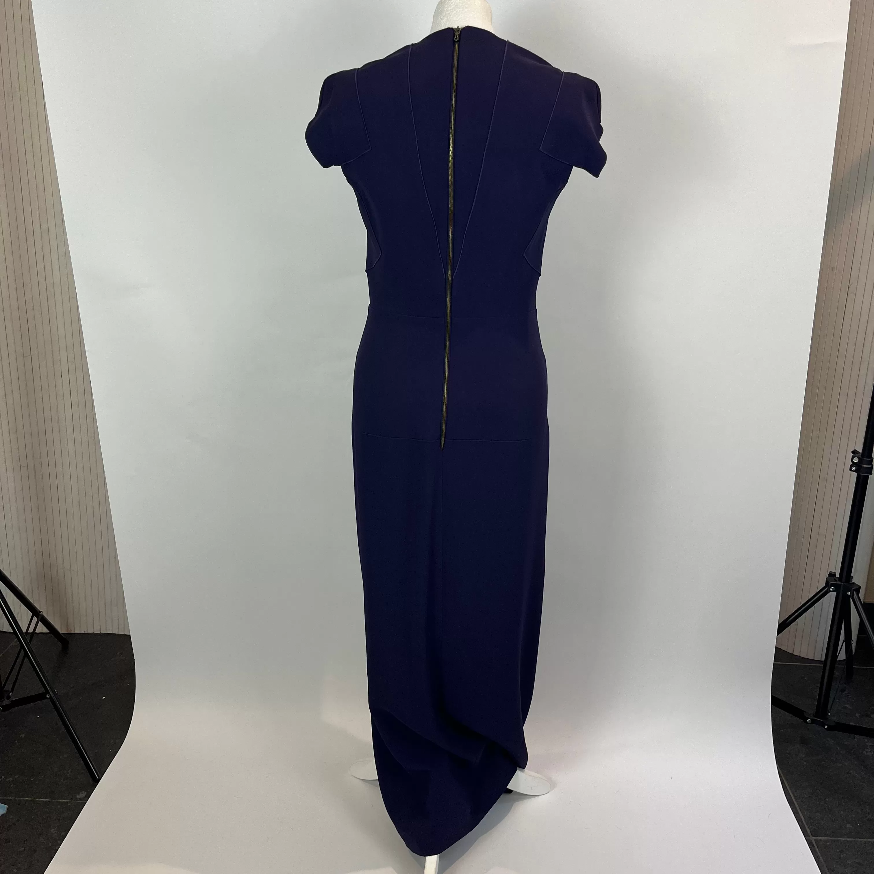 Roland Mouret Royal Purple Stretch Origami Gown L