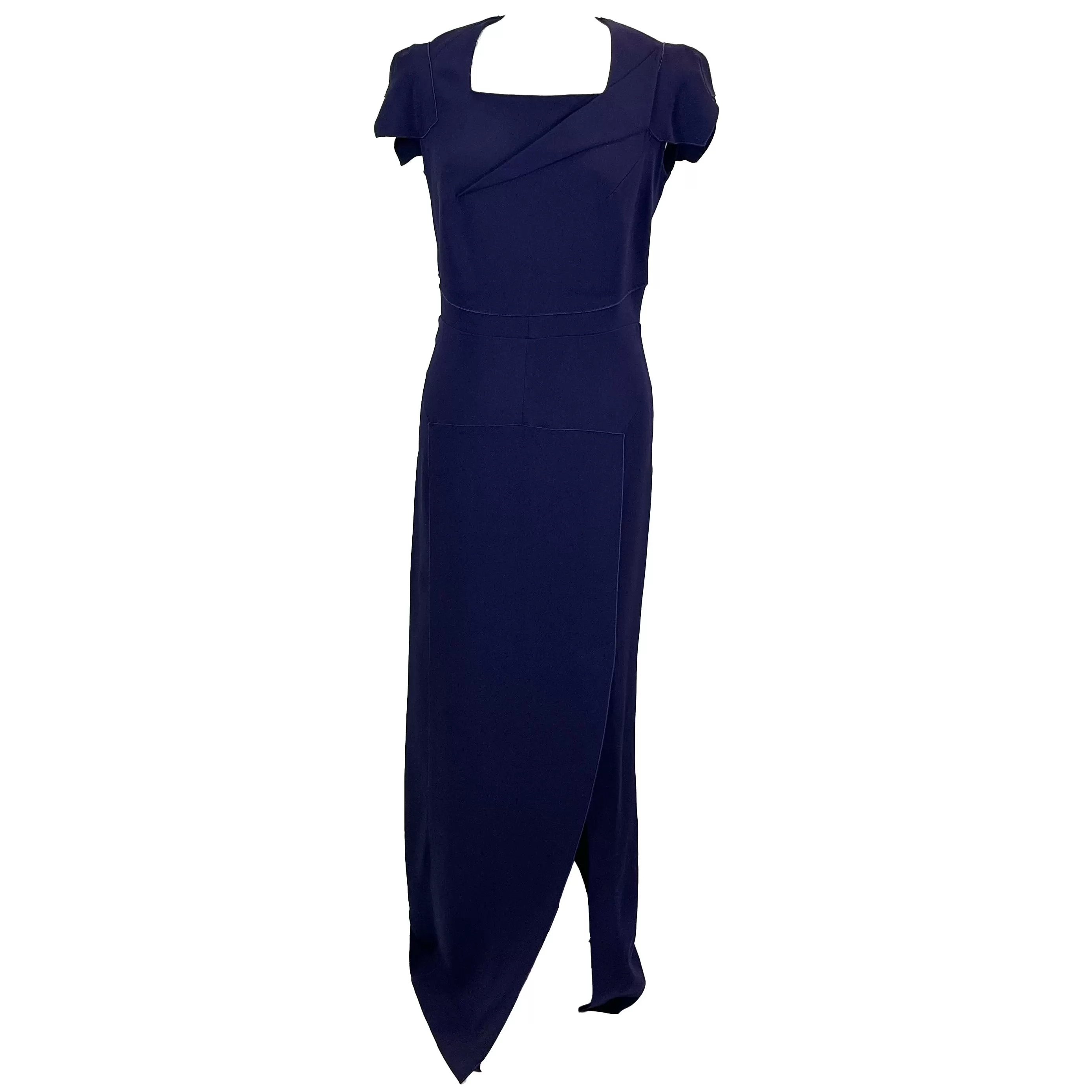 Roland Mouret Royal Purple Stretch Origami Gown L