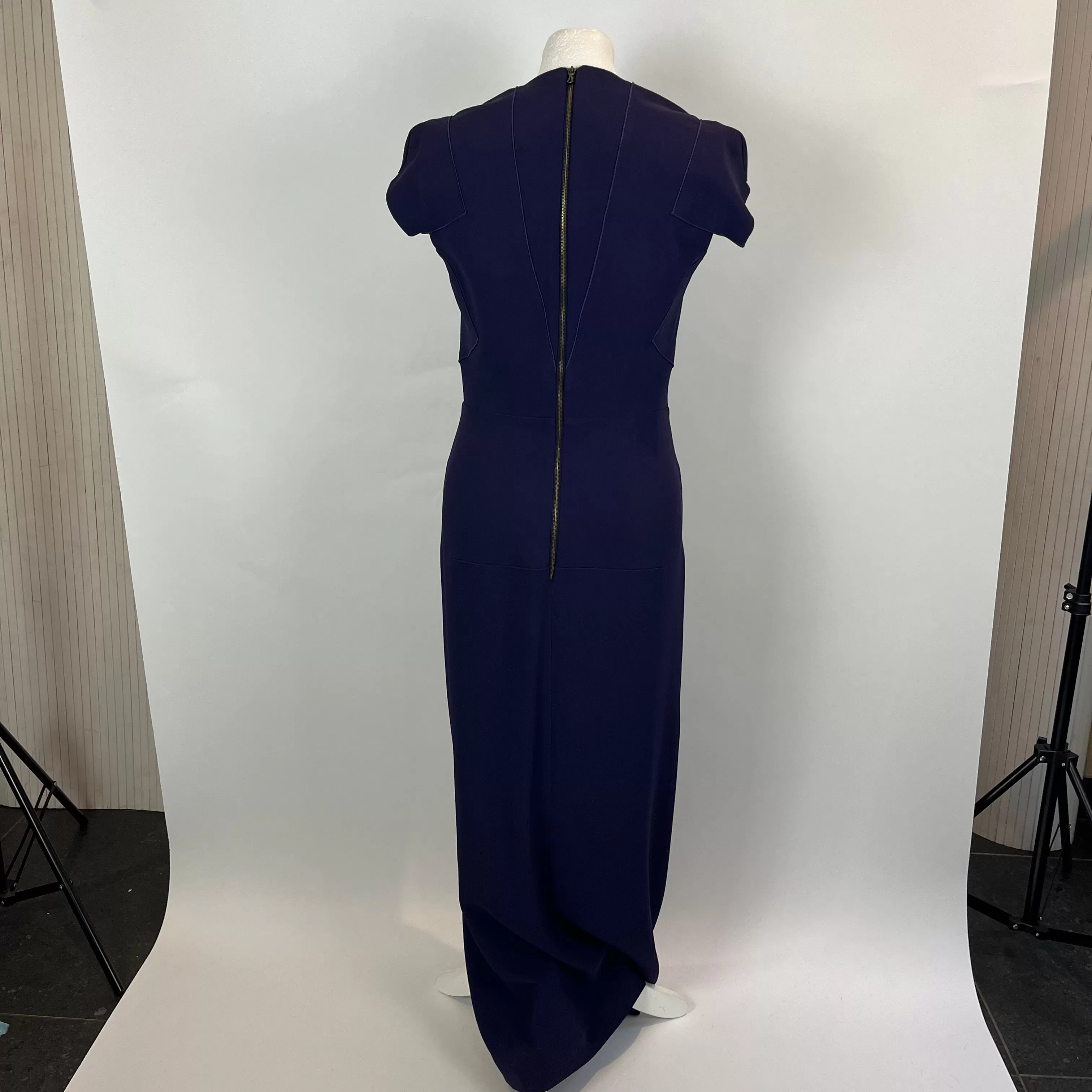 Roland Mouret Royal Purple Stretch Origami Gown L