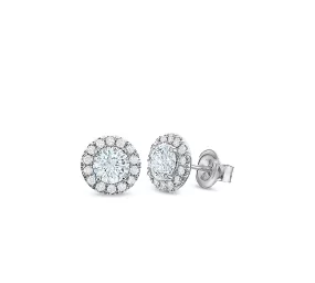 Round Diamond Halo Stud Earrings 1.00tw