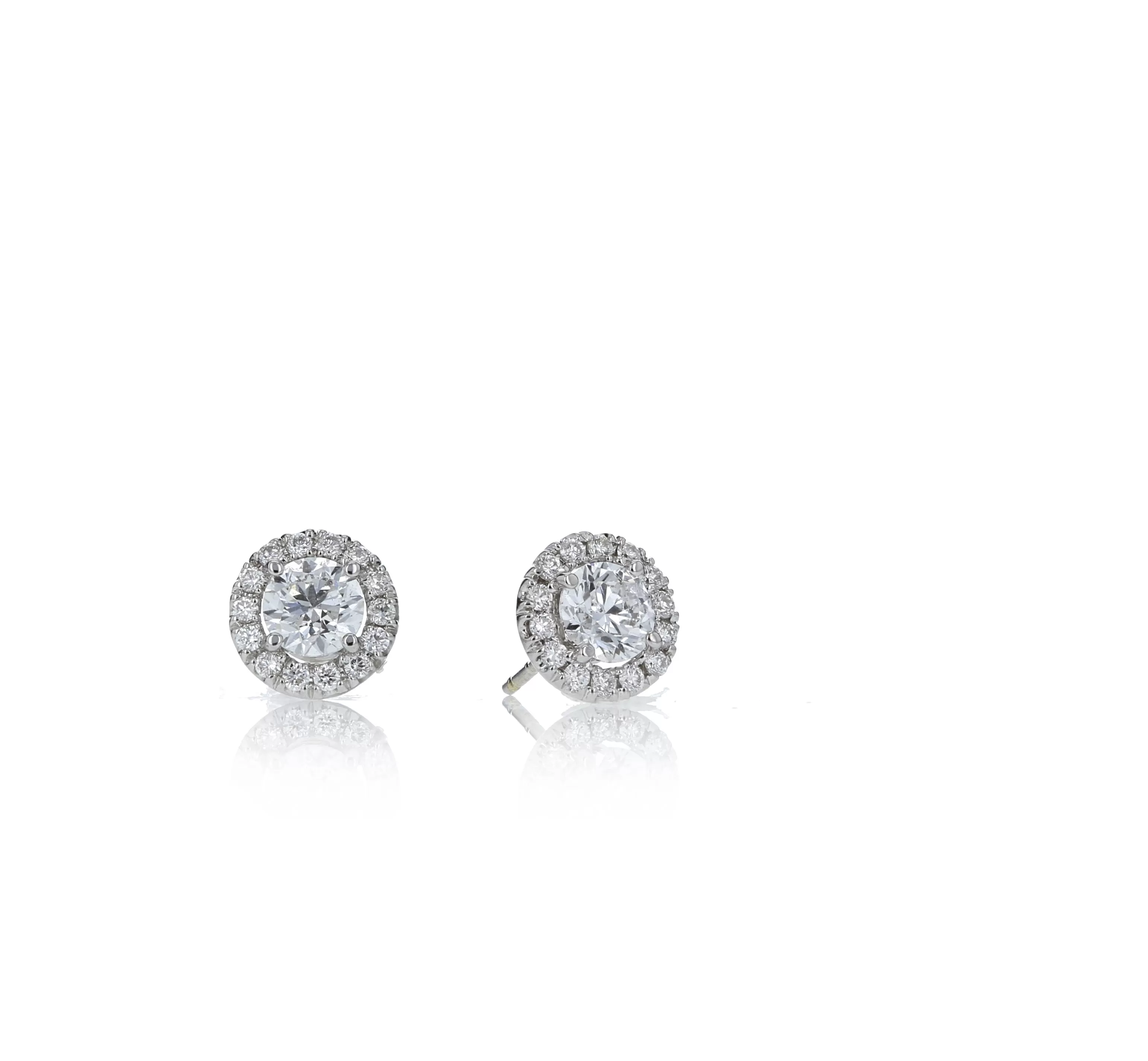 Round Diamond Halo Stud Earrings 1.00tw