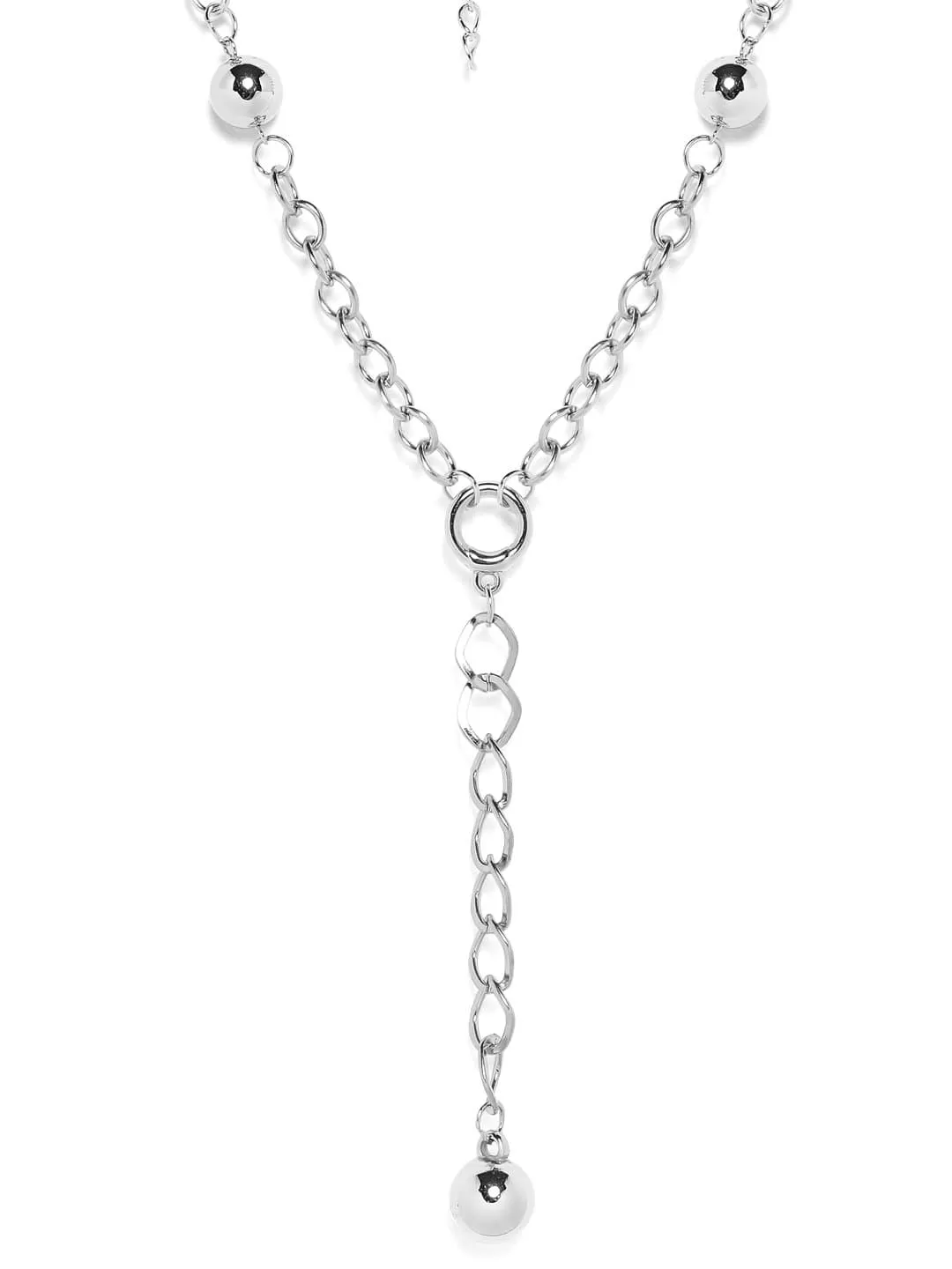 Rubans Silver Plated Handcrafted Interlinked Chain Necklace