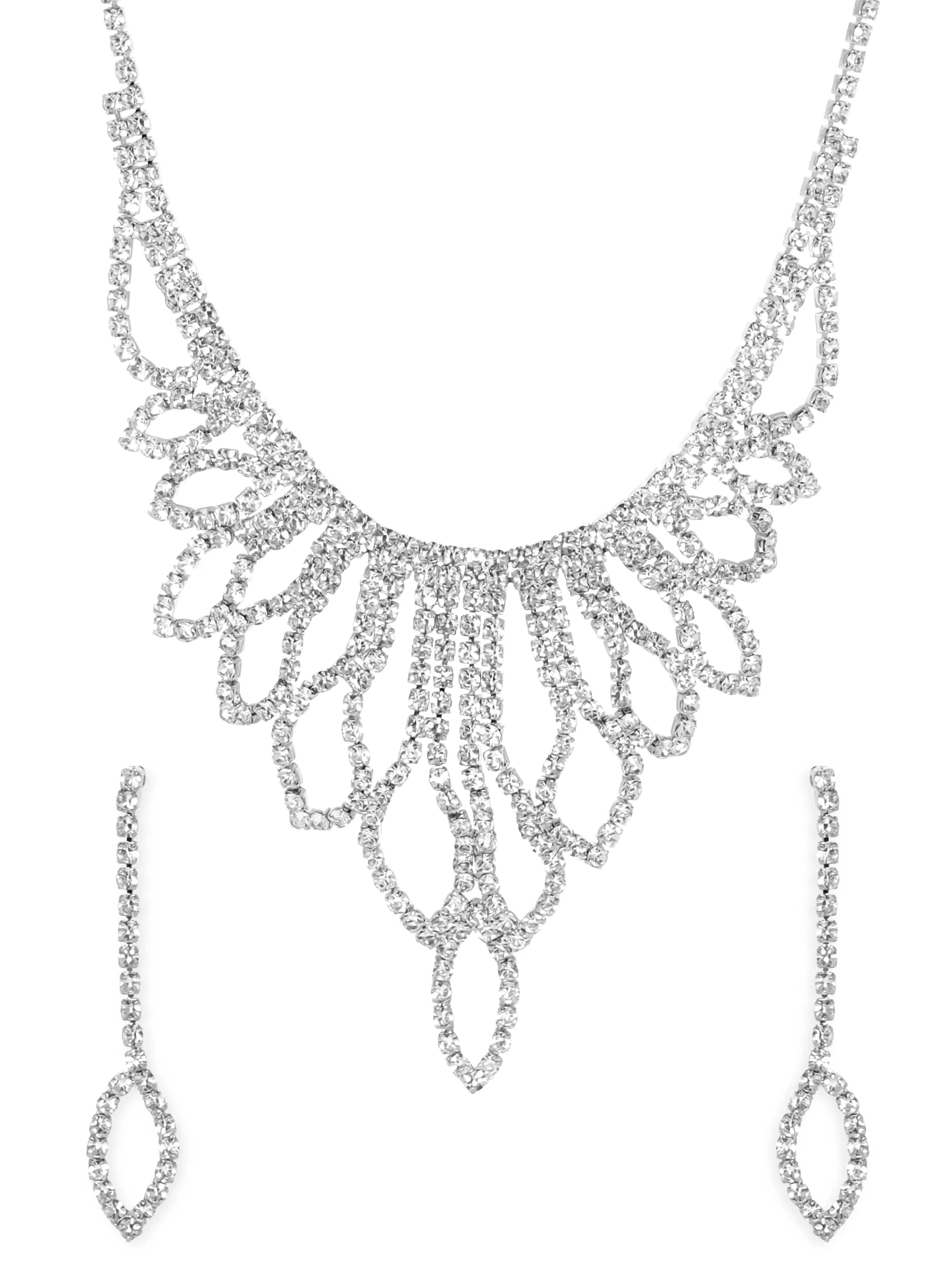 Rubans Stardust Symphony Silver Tone AD Necklace