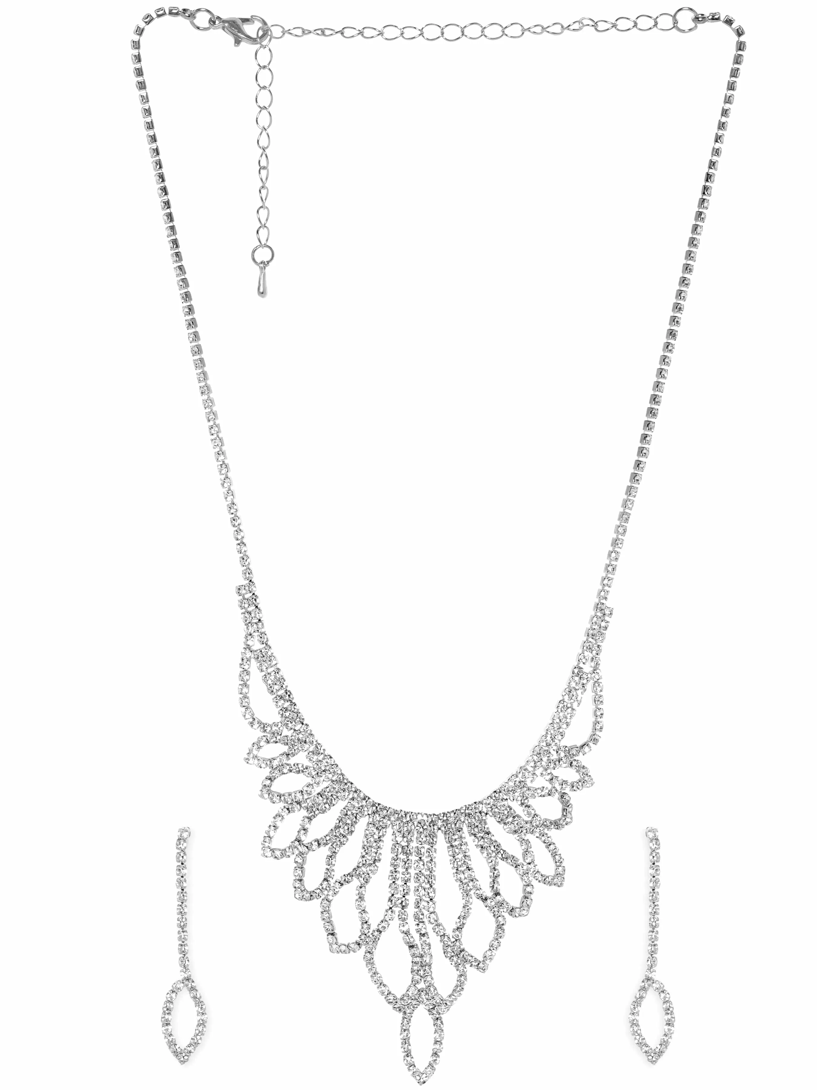 Rubans Stardust Symphony Silver Tone AD Necklace