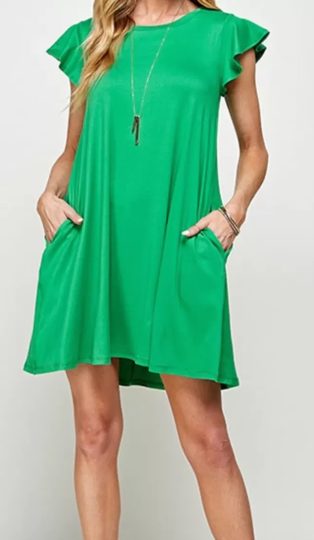 Ruffle Pocket Dress - 3 Colors