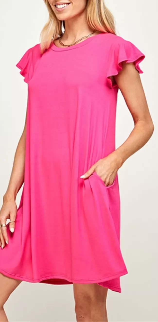 Ruffle Pocket Dress - 3 Colors