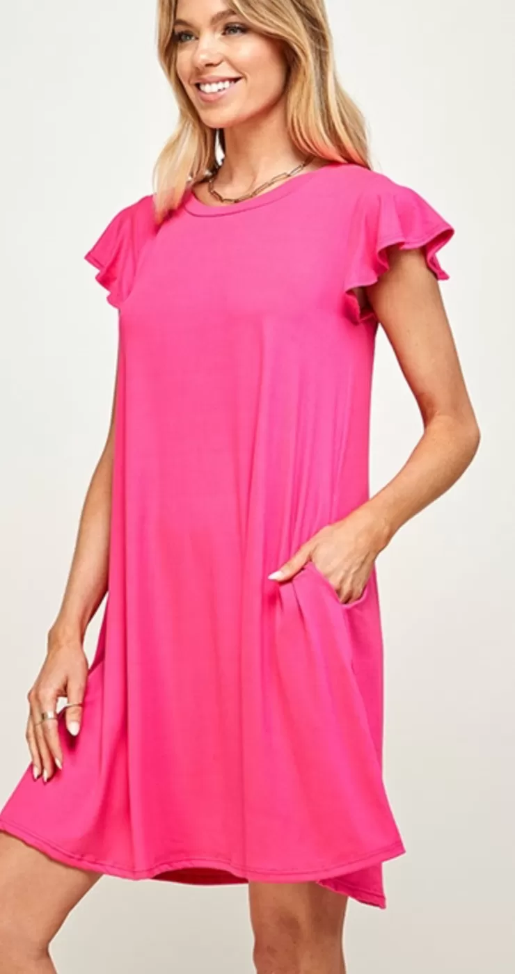 Ruffle Pocket Dress - 3 Colors