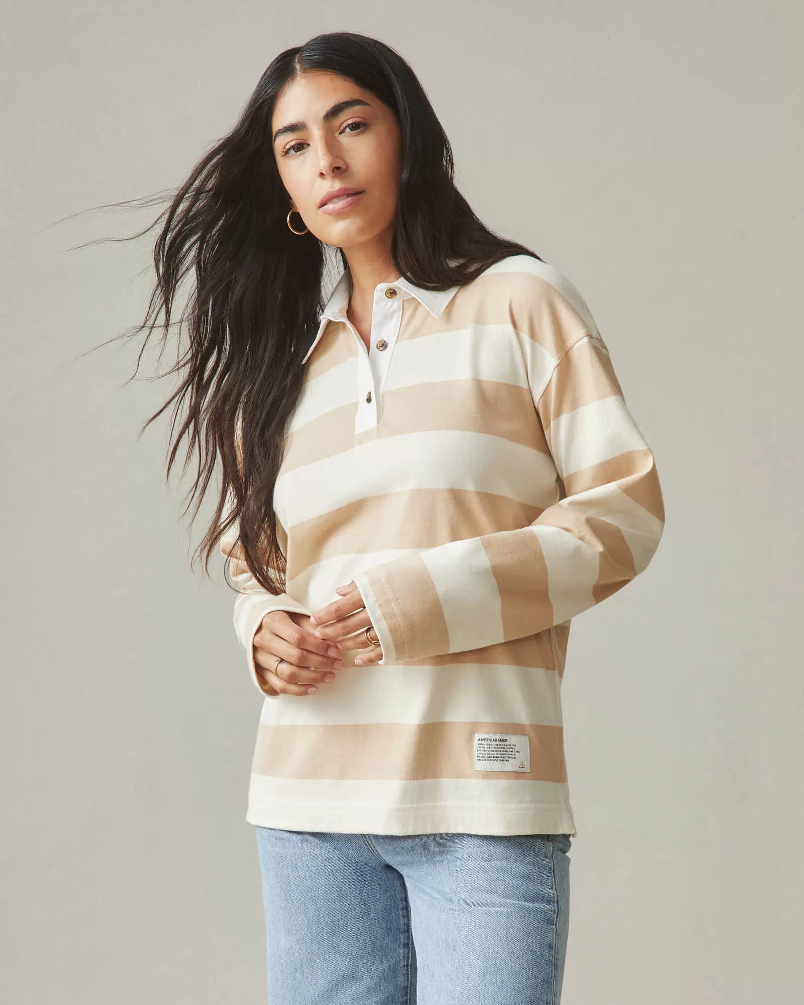 Rugby Shirt - Khaki Stripe