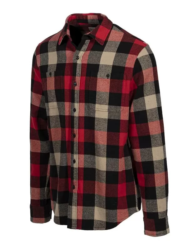 Schott NYC - Plaid Cotton Flannel Shirt in Black/Red