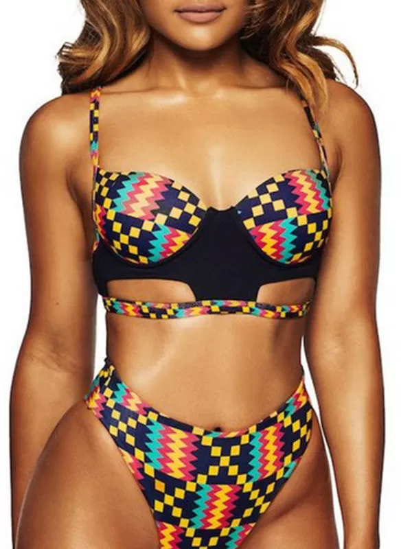 Sexy Push Up Geometric Patterns Bikini Sets