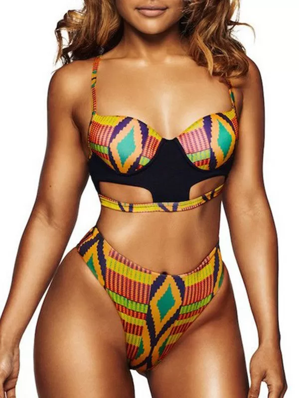 Sexy Push Up Geometric Patterns Bikini Sets