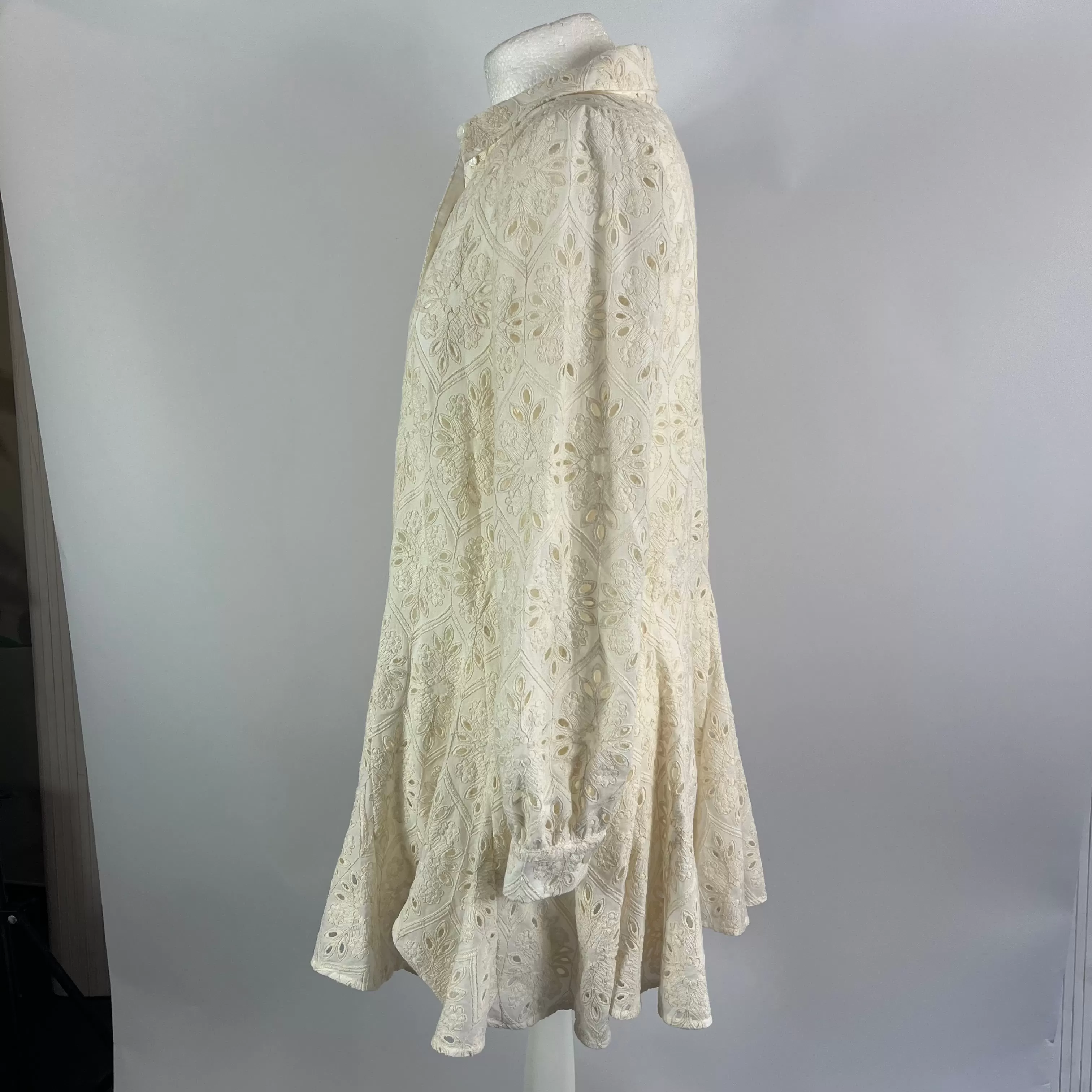 Sezane Brand New Cream Embroidered Mini Dress S