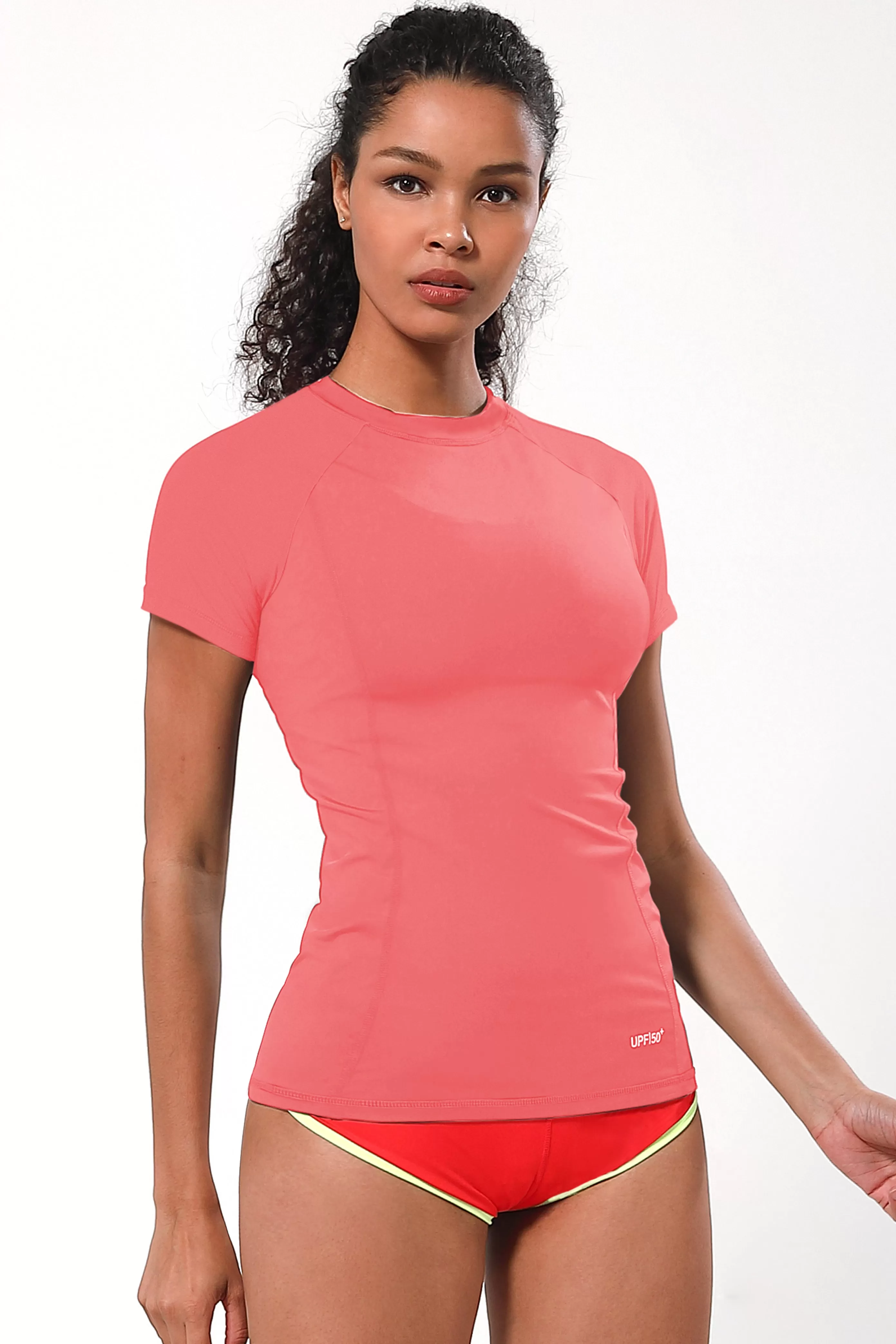 Short Sleeve UPF 50 Rashguard coral_yogastudio