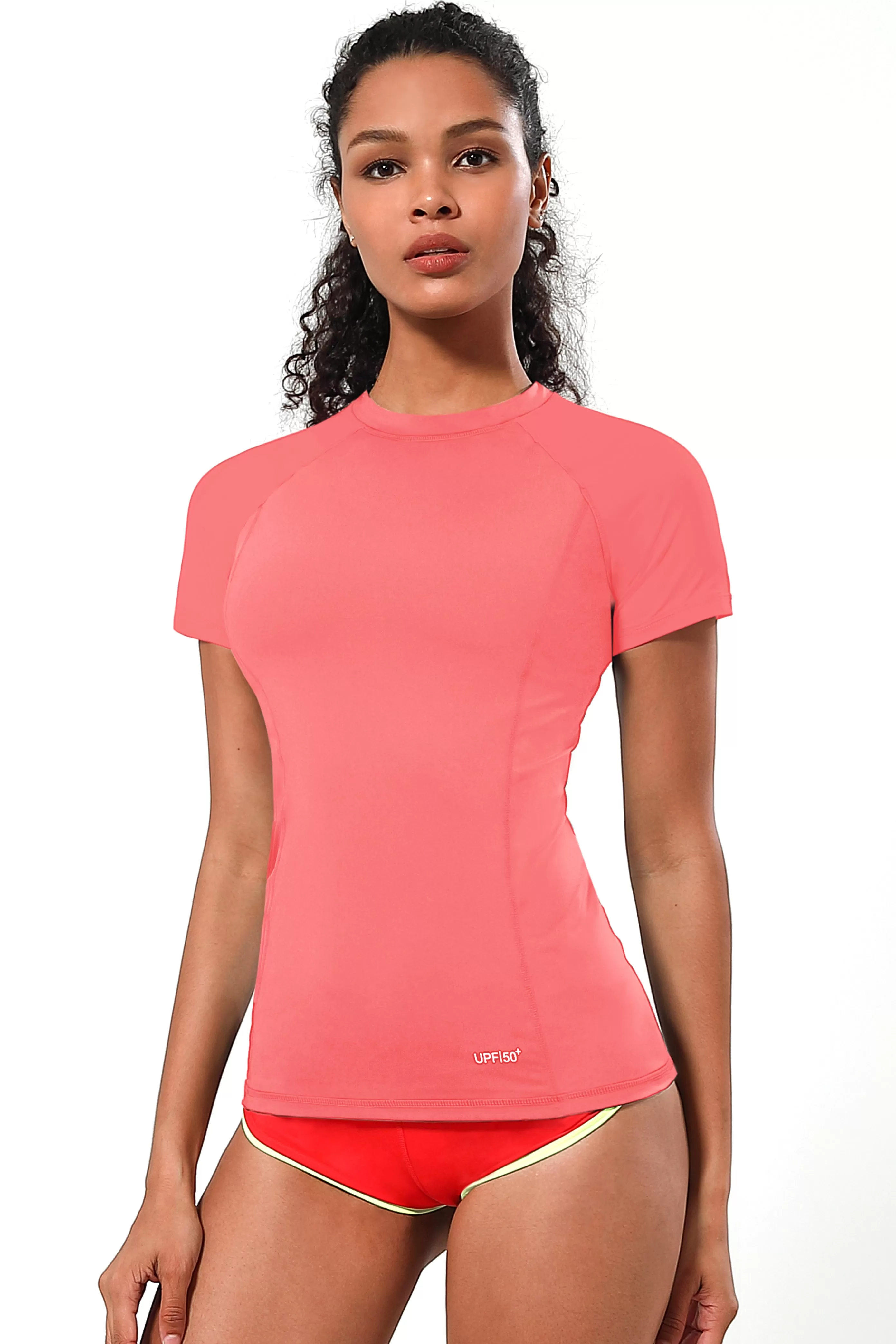 Short Sleeve UPF 50 Rashguard coral_yogastudio