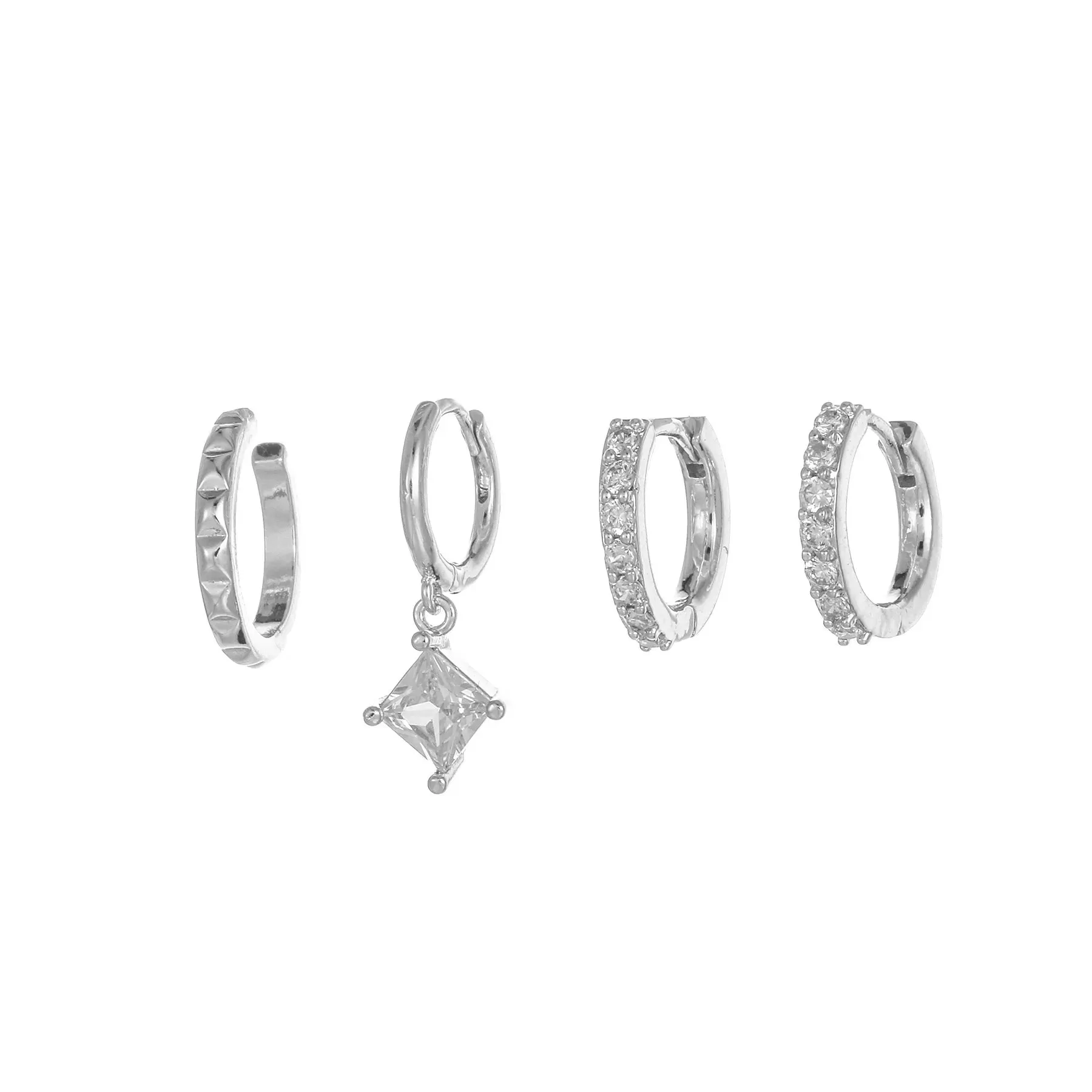 Simple Crystal Hoops Earring Set