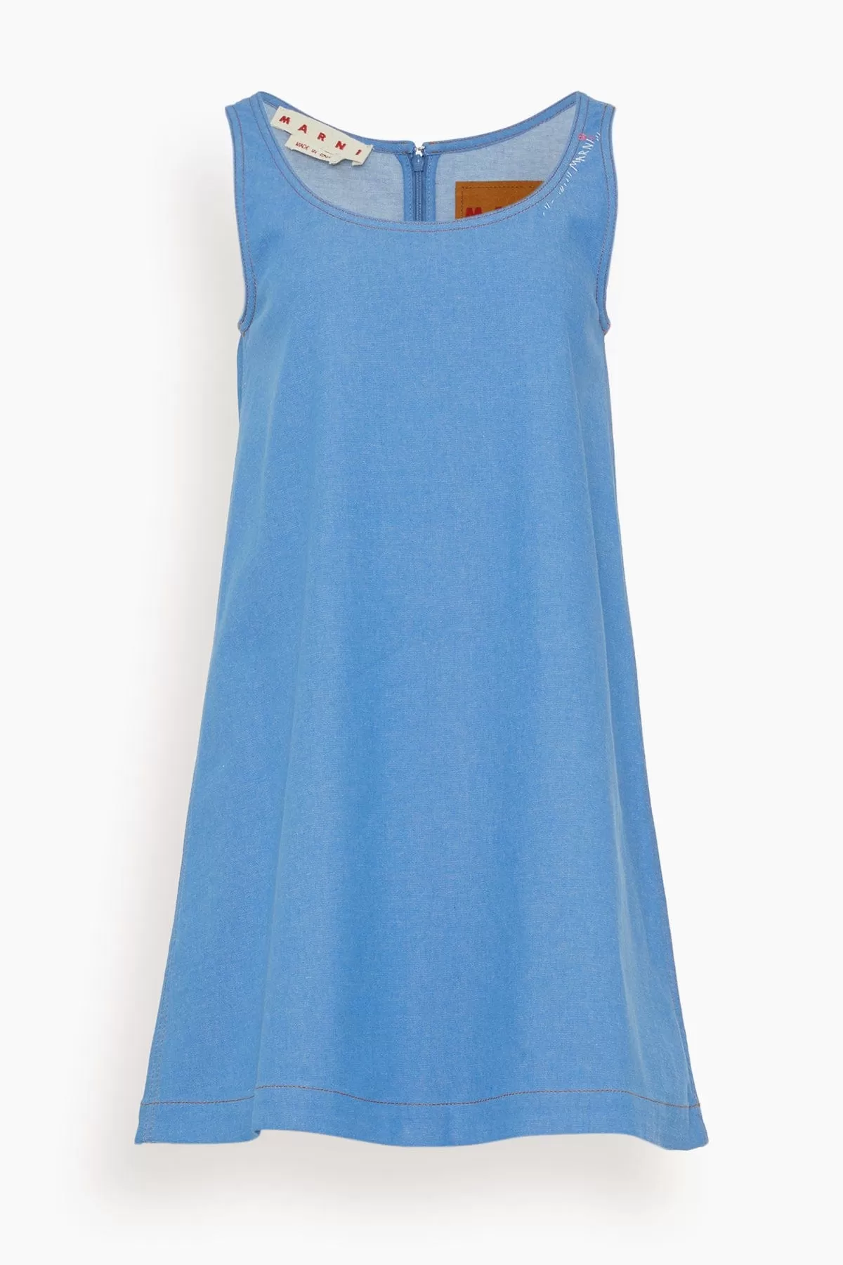 Sleeveless Denim Shift Dress in Azure