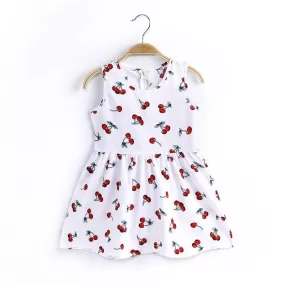 Sleeveless Fruity Print Girls Dresses