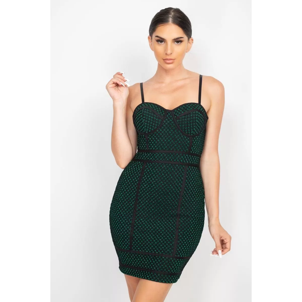 Sleeveless Sparkle Honeycomb Bodycon Dress