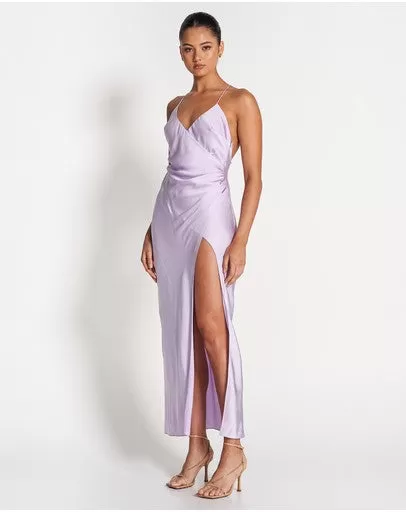 Sofia The Label Elle Silk Midi Dress - Lilac