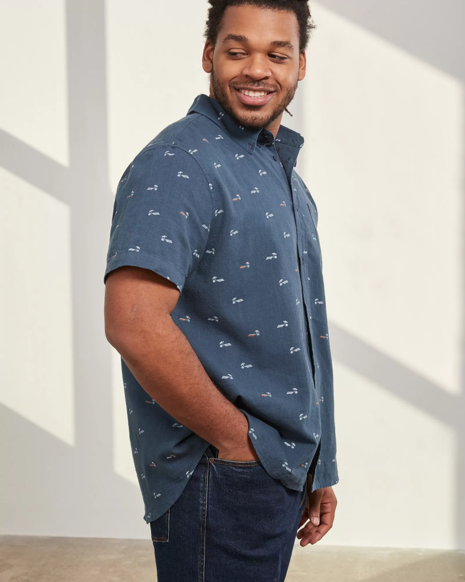 SoftHemp Chambray Short-Sleeve Button Down