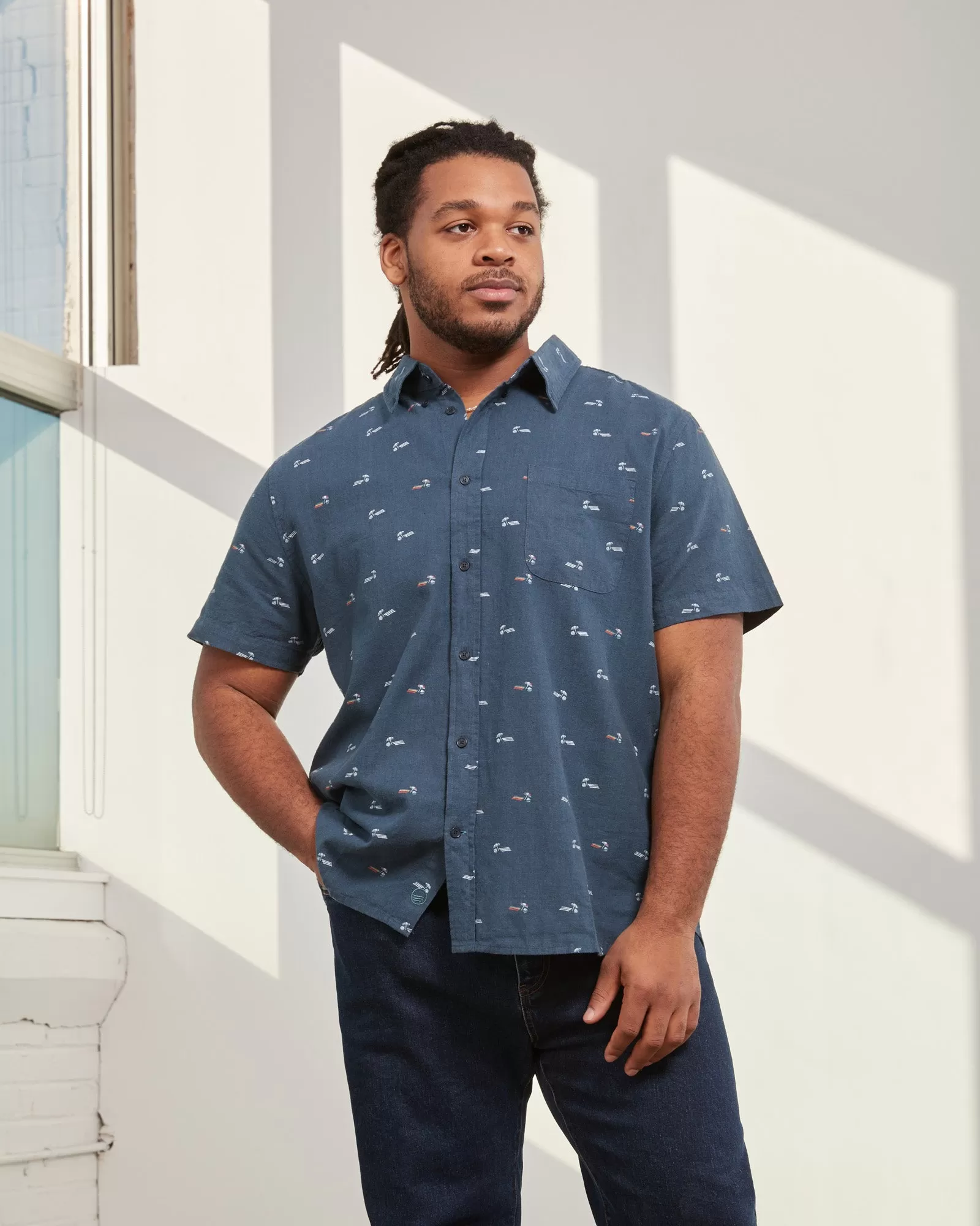 SoftHemp Chambray Short-Sleeve Button Down