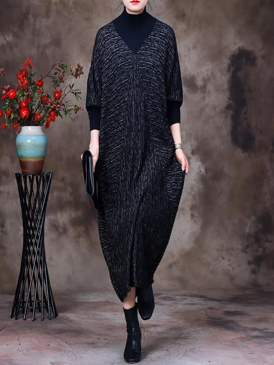 Solid Batwing Sleeve Women Maxi Dress