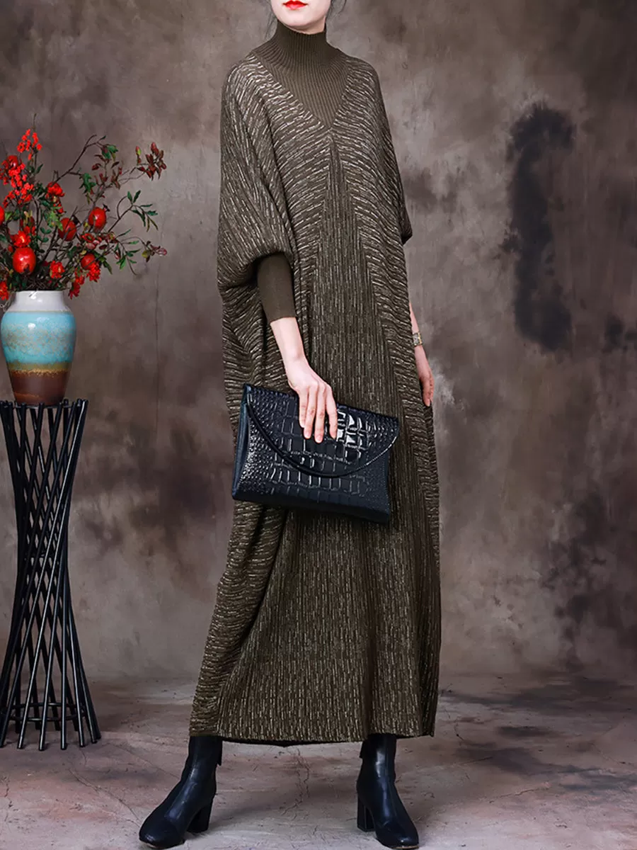 Solid Batwing Sleeve Women Maxi Dress