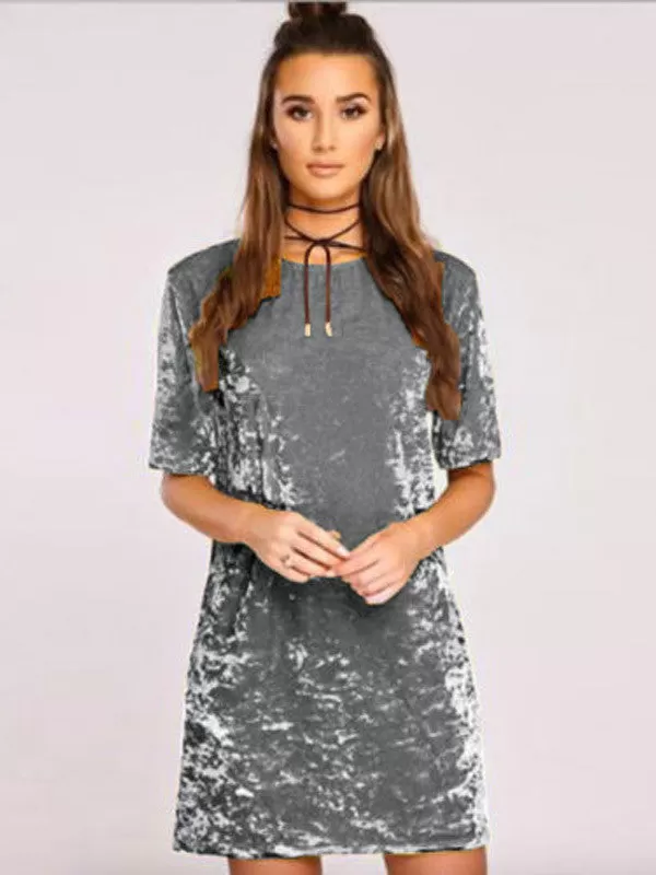 Solid Color Velvet Mini Dress