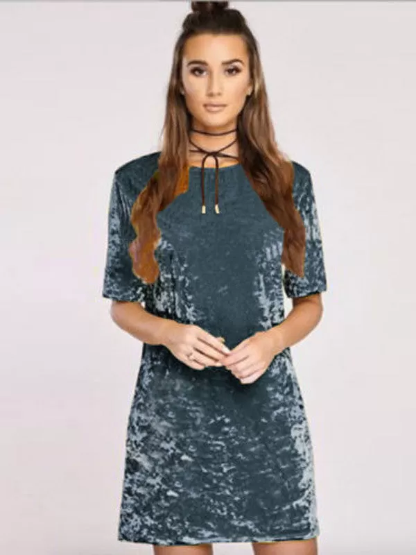 Solid Color Velvet Mini Dress