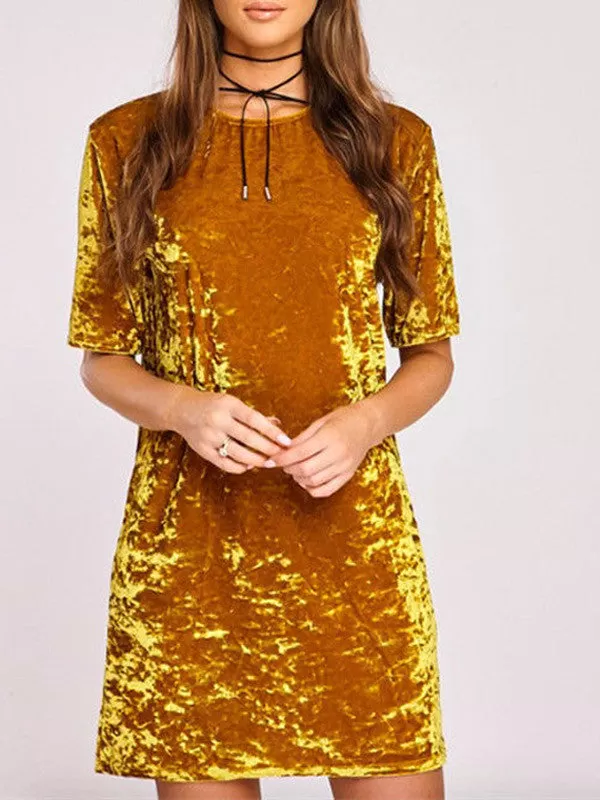 Solid Color Velvet Mini Dress