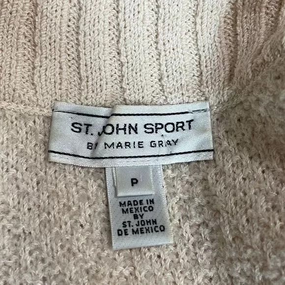 St. johnIvory With Gold Logo Zip Cardigan