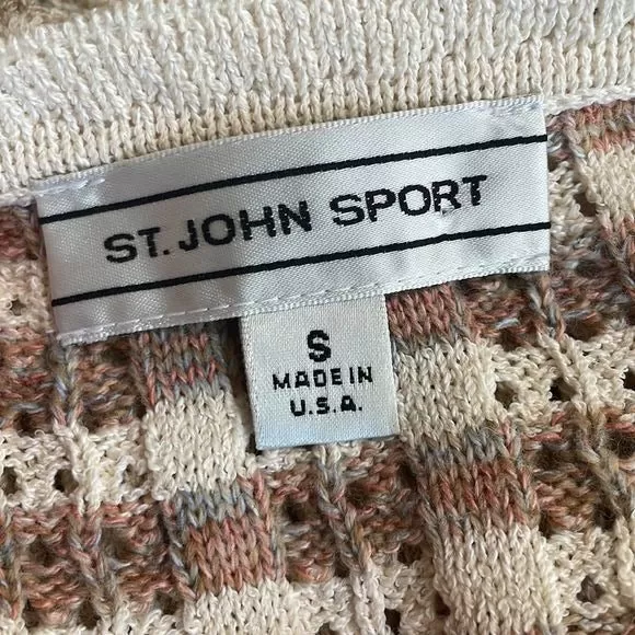 St. JohnTan Striped Shell / Cardigan Sweat Set With Tank Top