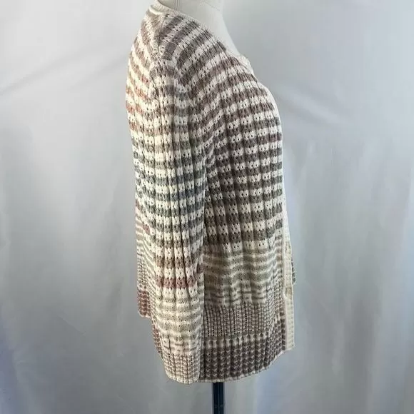 St. JohnTan Striped Shell / Cardigan Sweat Set With Tank Top