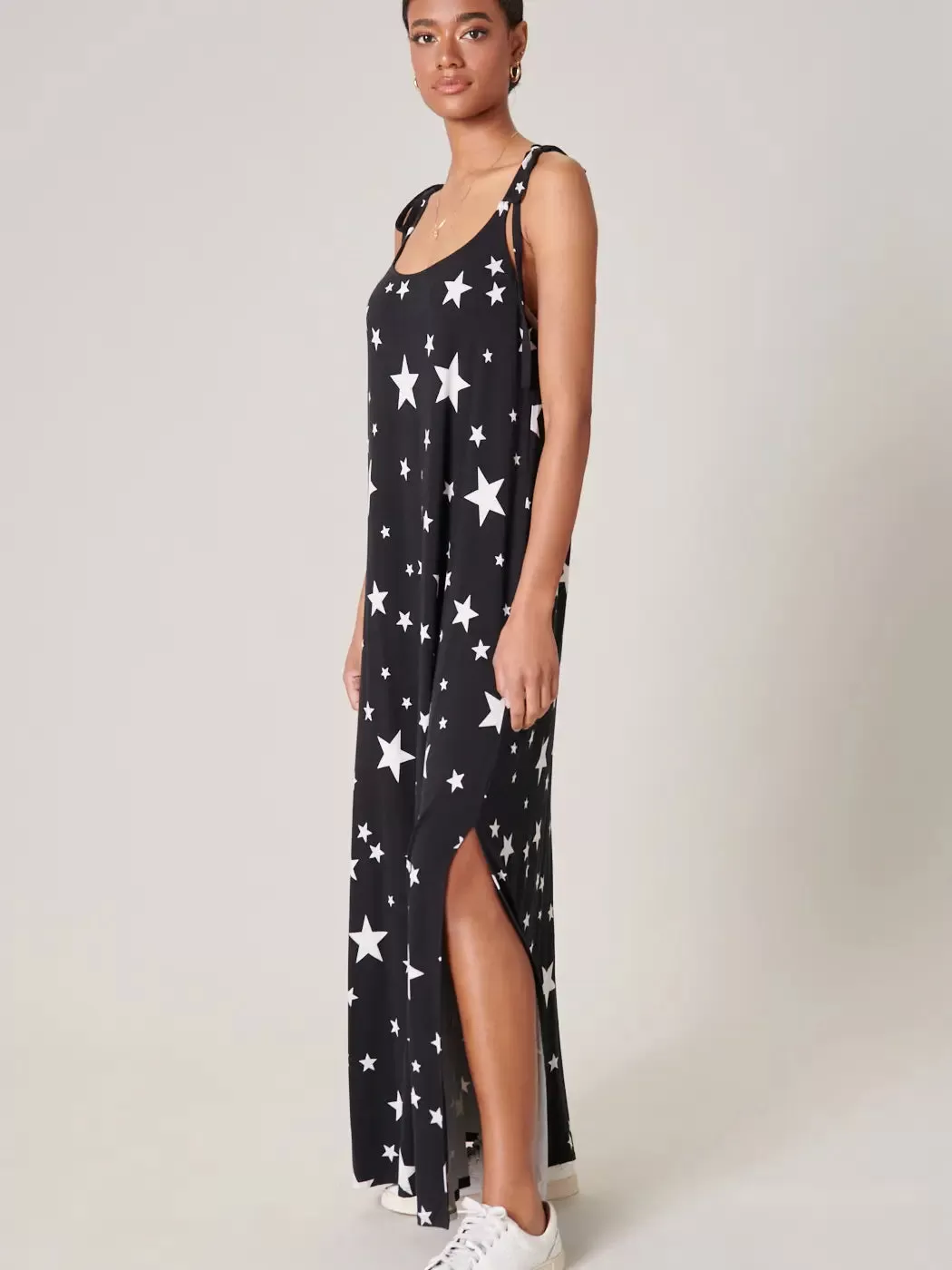 Star Studded Jersey Knit Maxi Dress