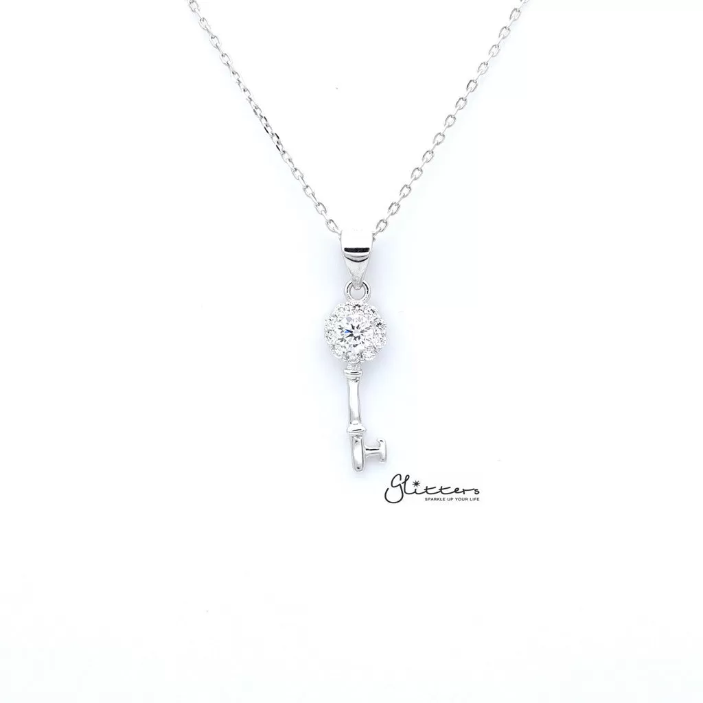 Sterling Silver C.Z Key Women's Necklace