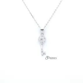 Sterling Silver C.Z Key Women's Necklace