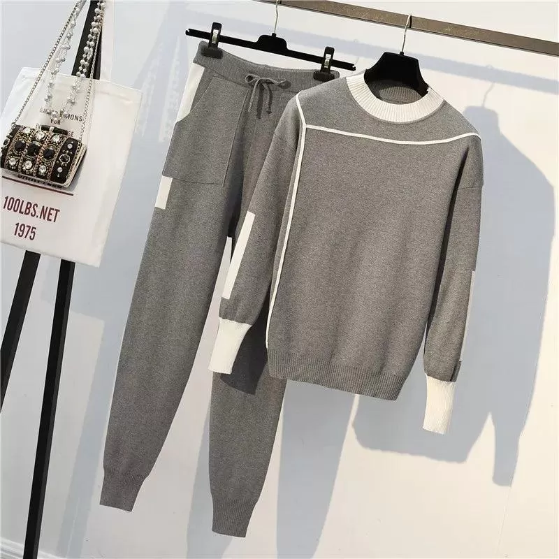 Striped Knitted 2-Piece Women Sweater Set