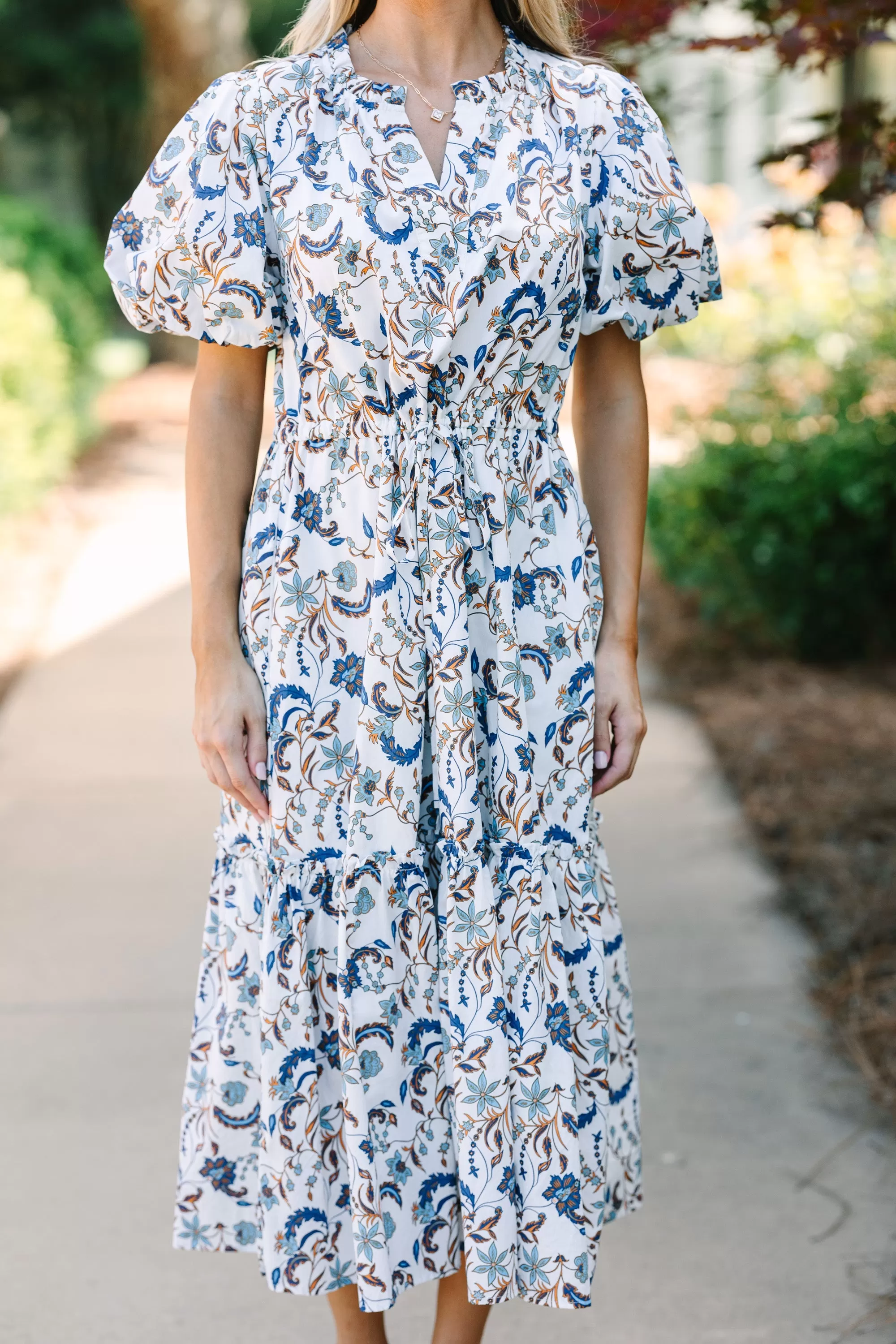 Sugarlips: It's A Match Off White Floral Midi Dress