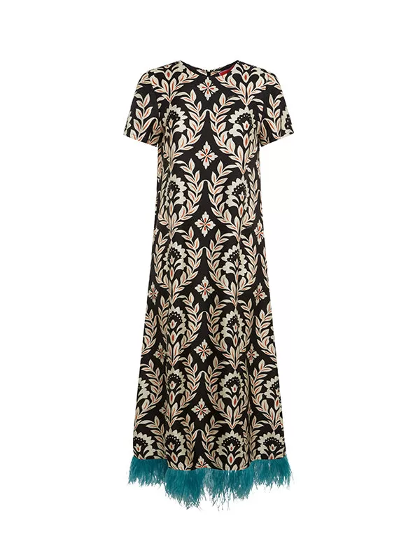 Swing Dress with Feathers in Ghirlanda