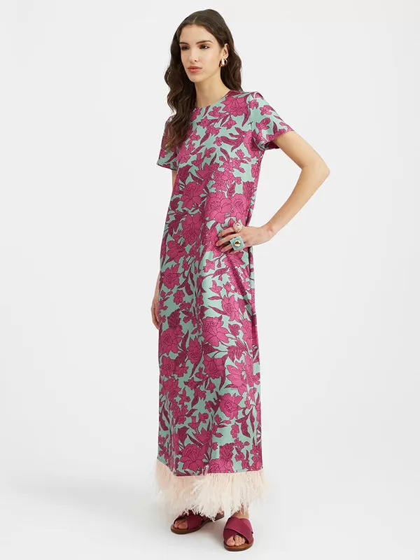 Swing Dress with Feathers in Lilium