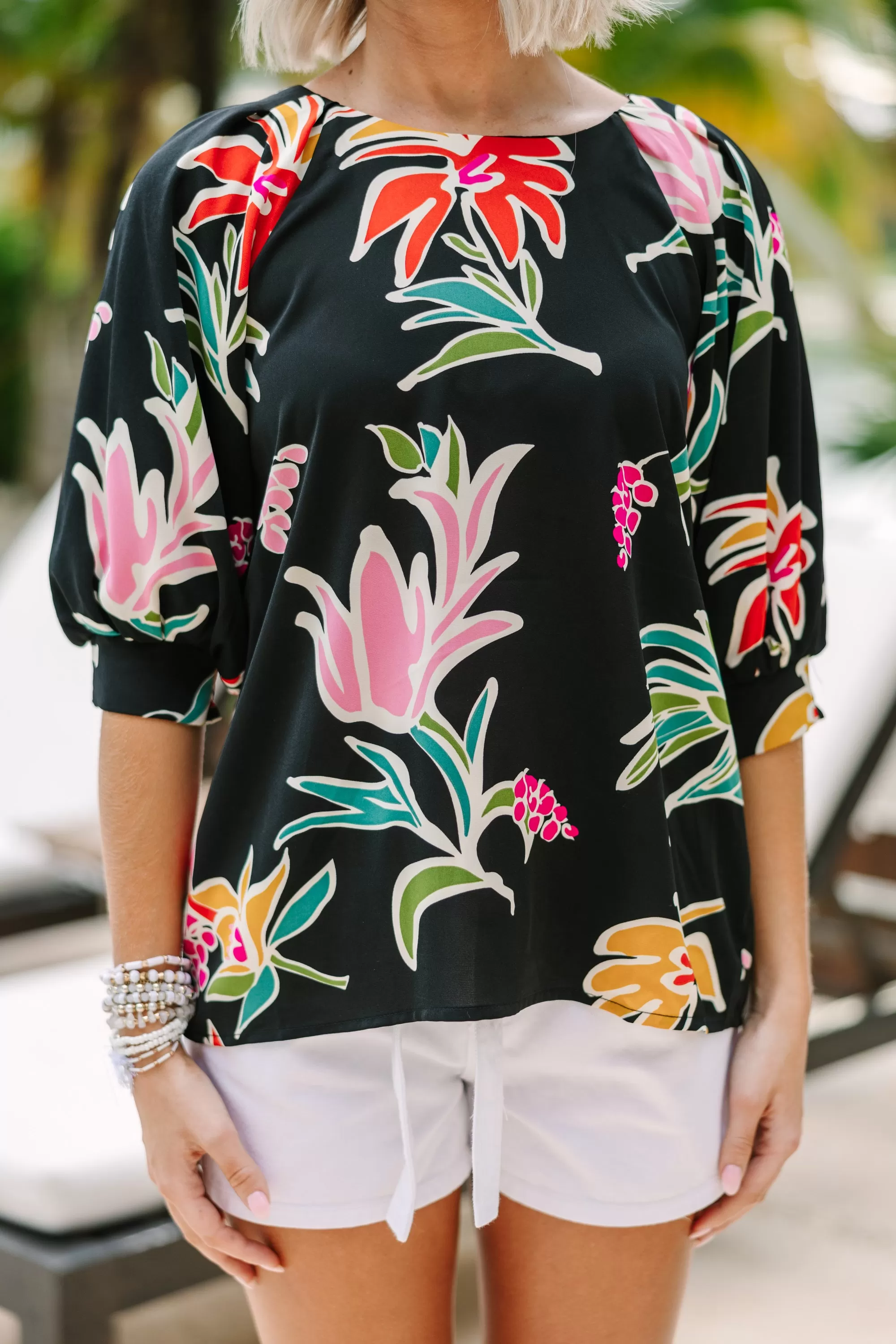 Take You Away Black Floral Blouse