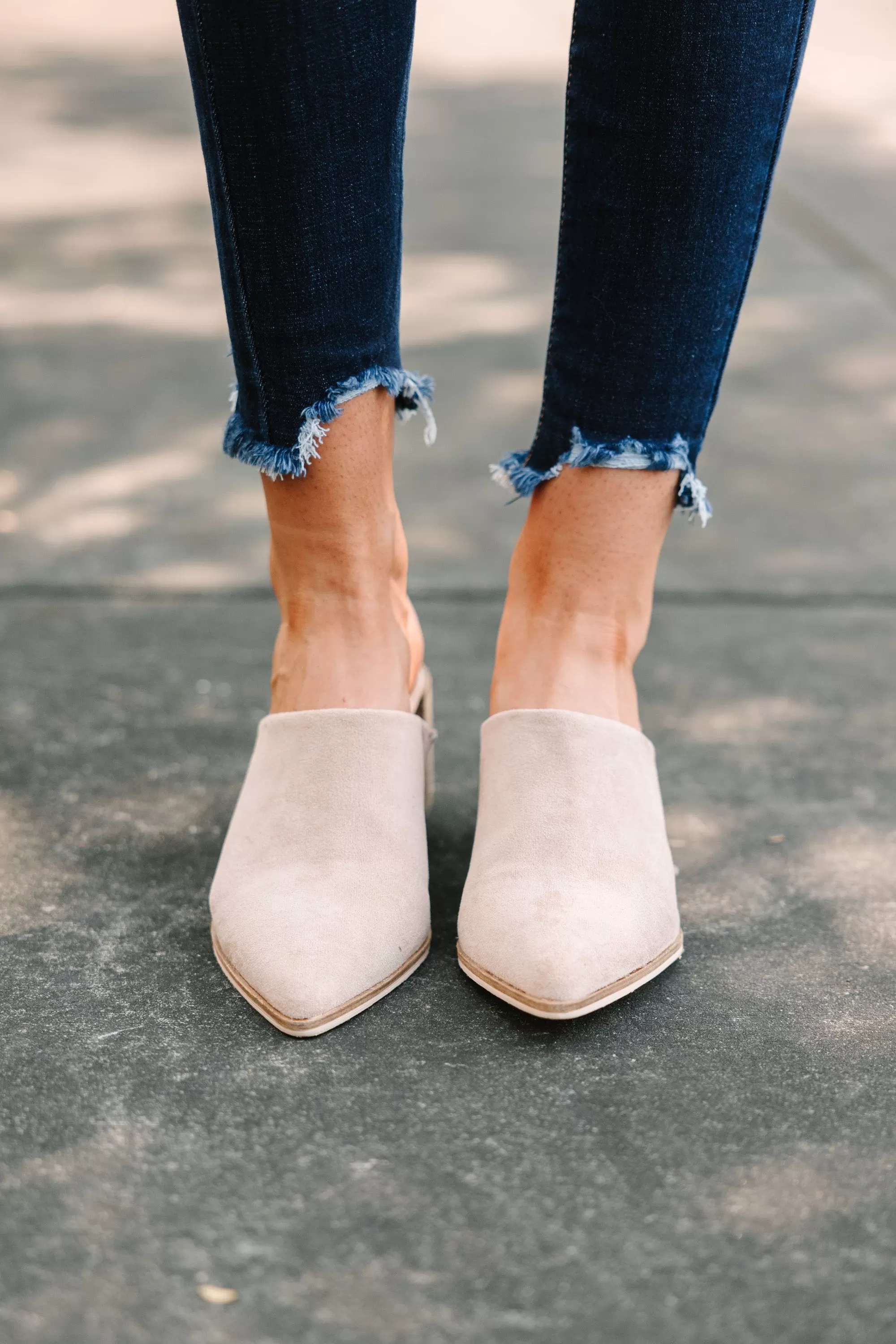 Tell Me Everything Taupe Brown Heeled Mule