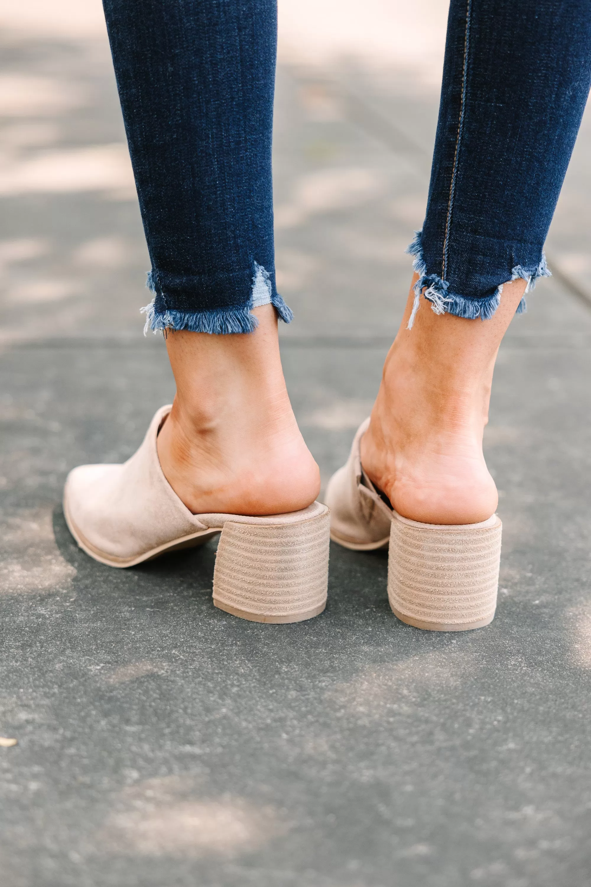 Tell Me Everything Taupe Brown Heeled Mule