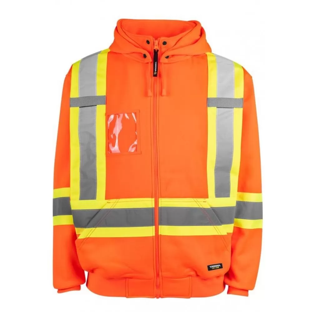 Terra Hi-Viz Polyester Fleece Work Hoodie 116506OR - Orange