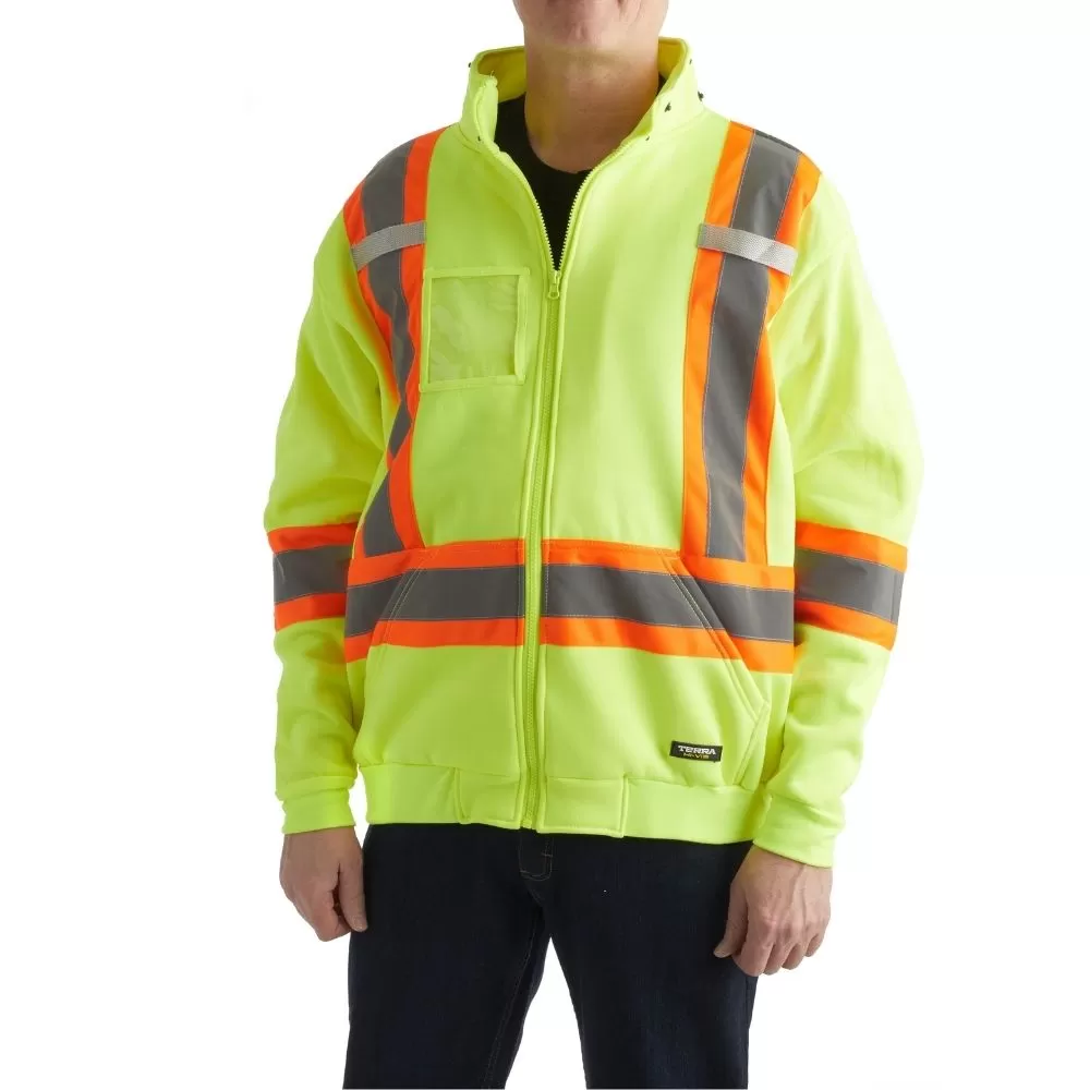 Terra Hi-Viz Polyester Fleece Work Hoodie 116506YL - Yellow