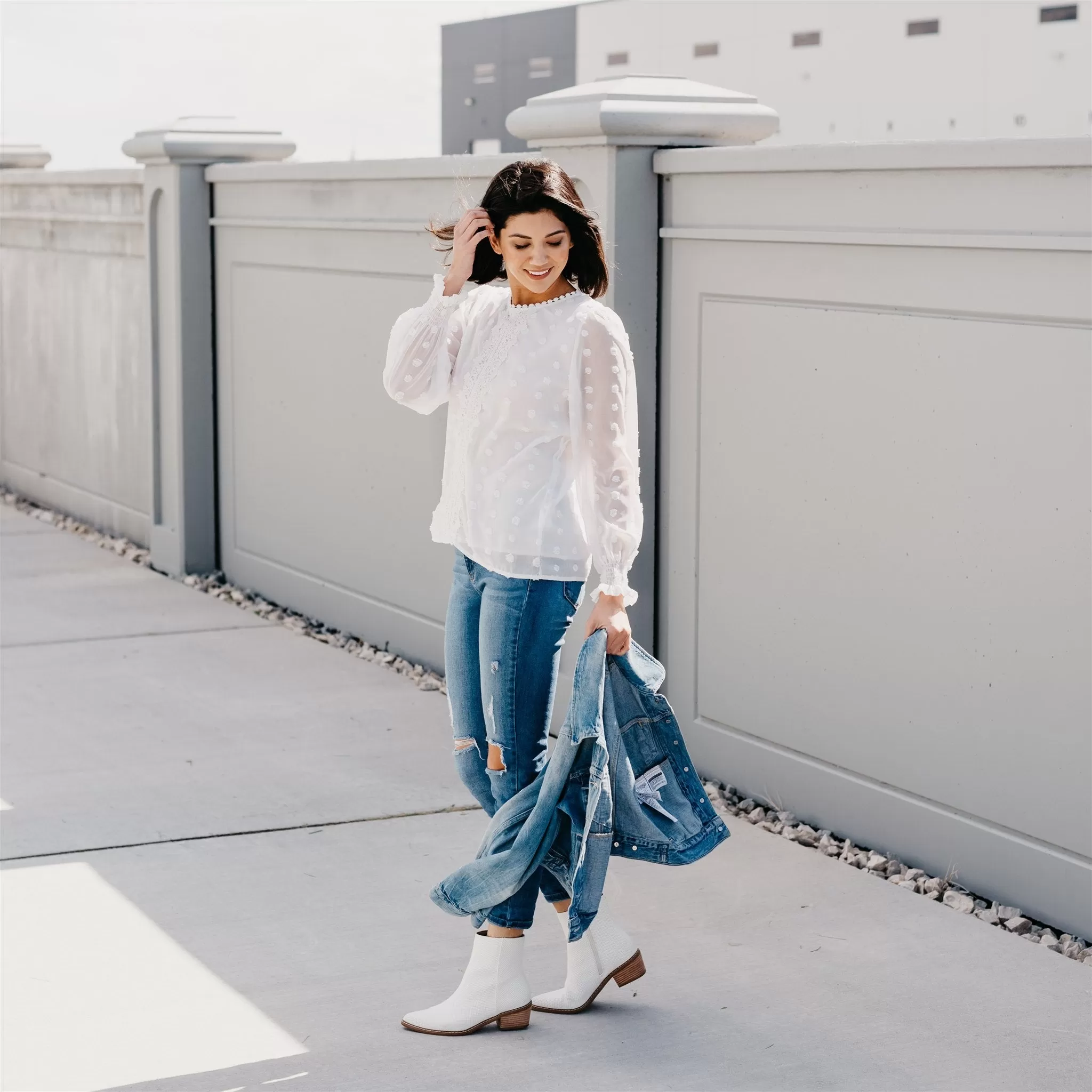 Textured Lace Tops: White