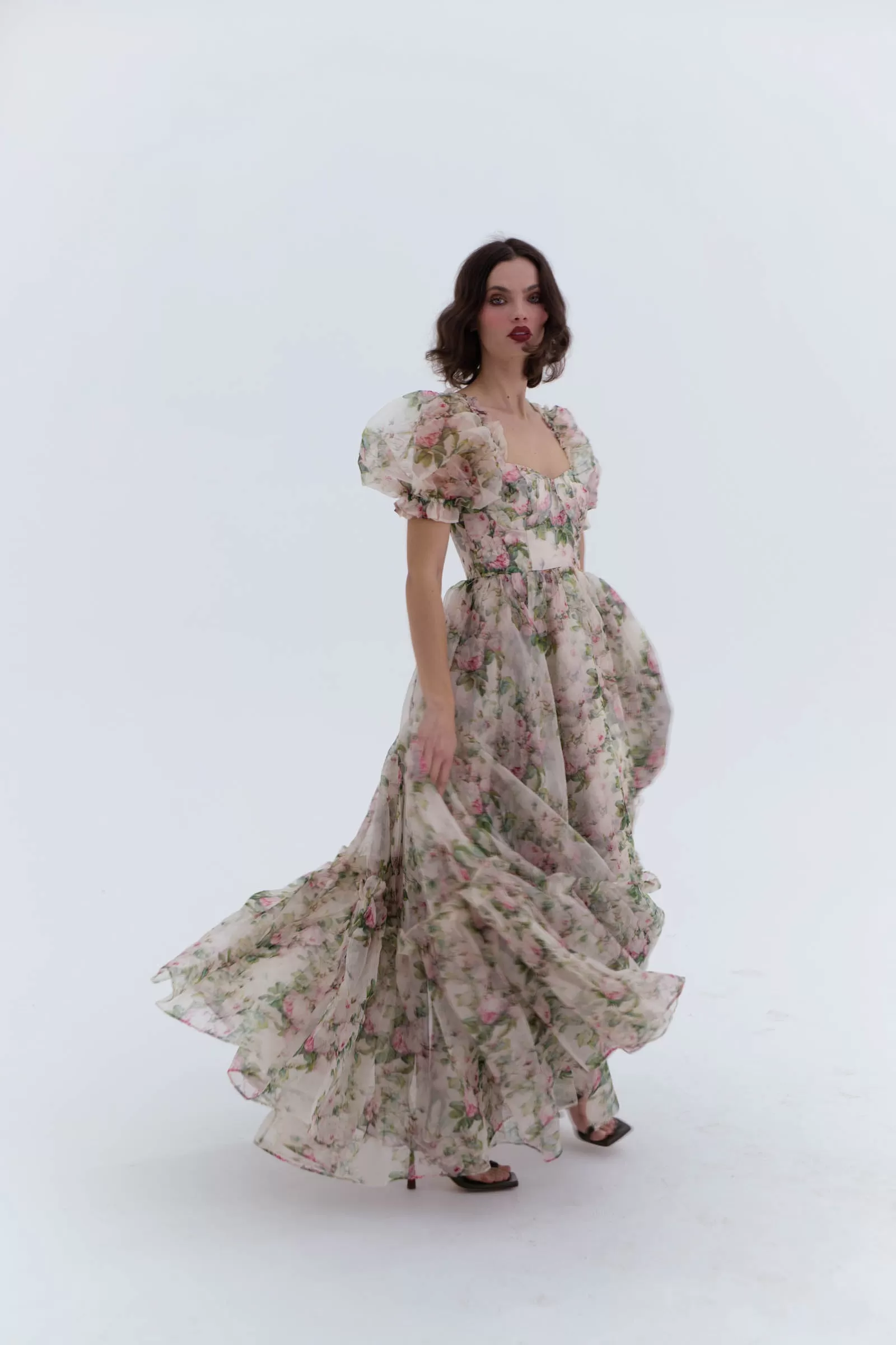 The Garden Roses Silk Gauze Ritz Gown