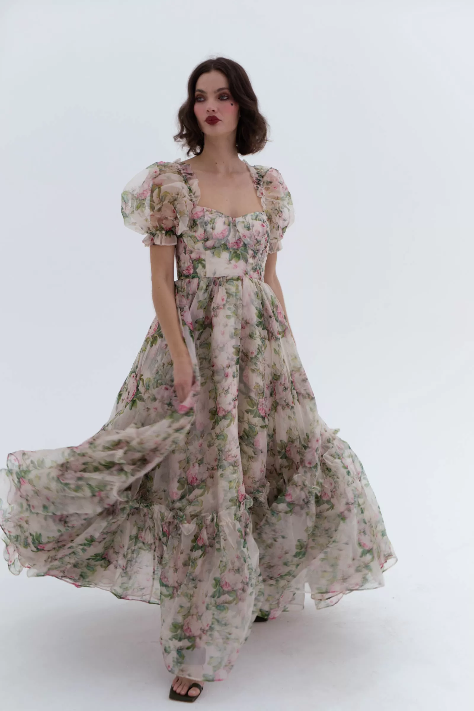 The Garden Roses Silk Gauze Ritz Gown