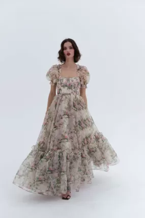 The Garden Roses Silk Gauze Ritz Gown