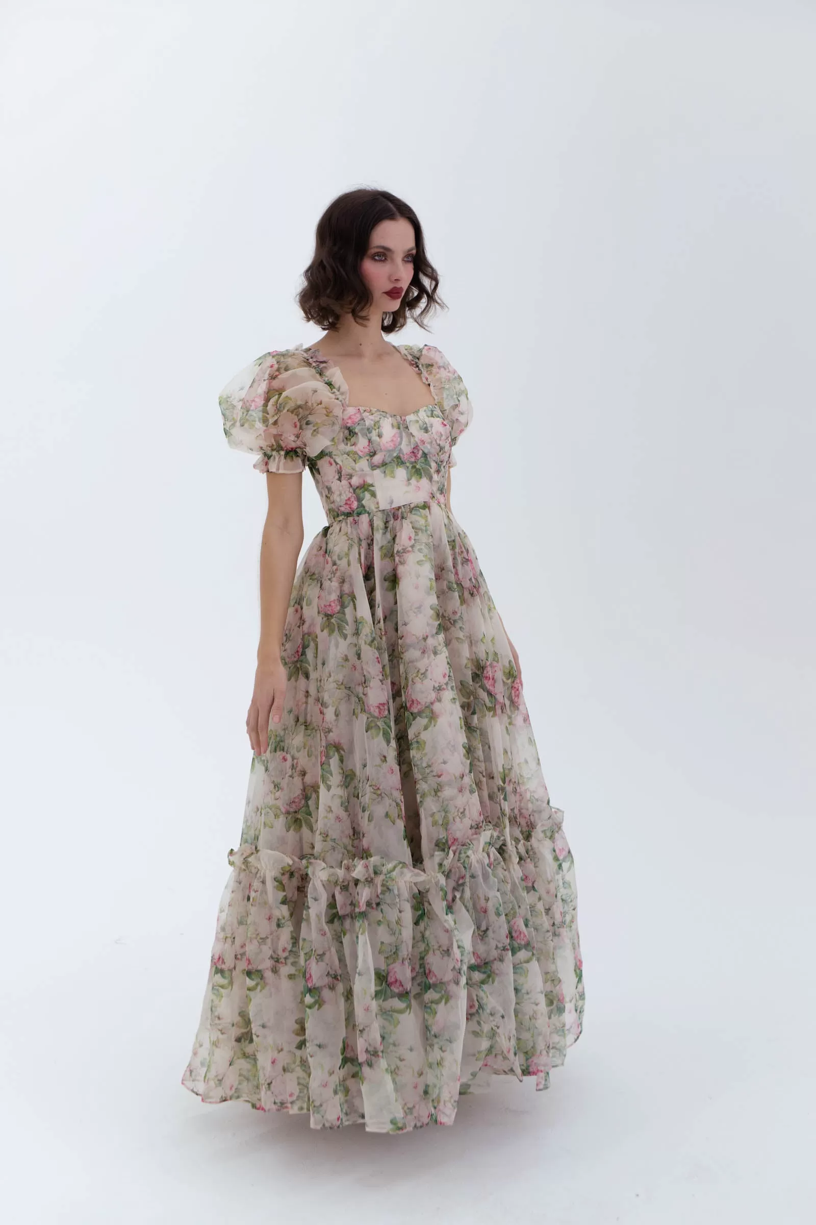 The Garden Roses Silk Gauze Ritz Gown